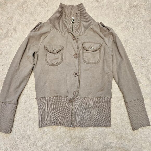 BCBGMAZAZRIA Women's Gray Zip Up Jacket Size: L - Picture 2 of 9